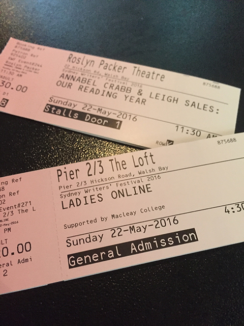 Photo of Sydney writers' festival tickets for the event 'Ladies Online'